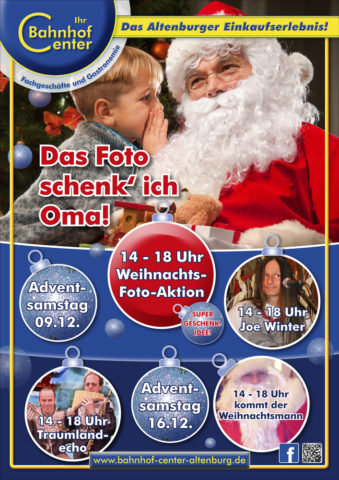 Unsere große Weihnachtsmann-Fotoaktion im Bahnhof Center Altenburg
