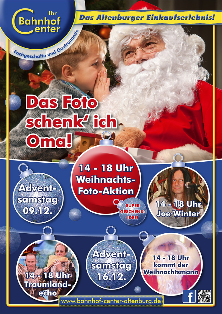 Unsere große Weihnachtsmann-Fotoaktion im Bahnhof Center Altenburg