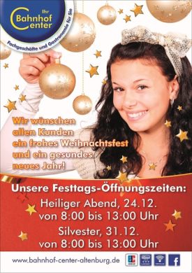 Unsere geänderten Öffnungszeiten zum Weihnachtsfest