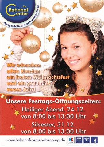 Unsere geänderten Öffnungszeiten zum Weihnachtsfest