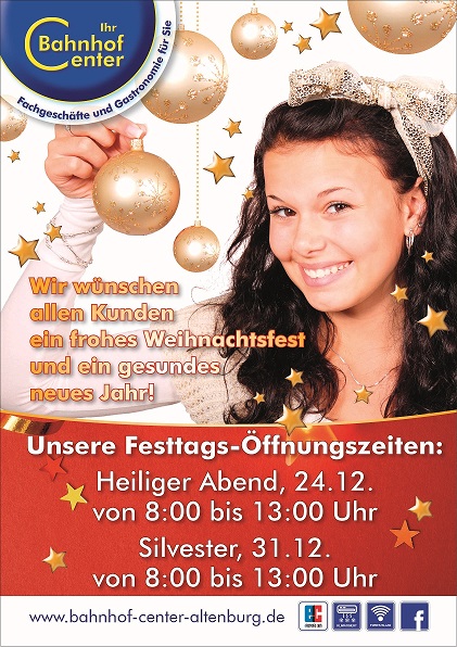 Unsere geänderten Öffnungszeiten zum Weihnachtsfest